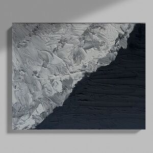Textured Black & White Waves Ocean Boho Canvas Painting – 11x14 Wall Art